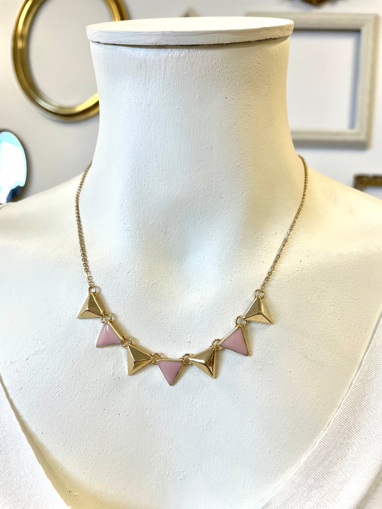 Pink and Gold Triangle Necklace