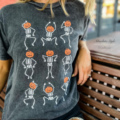 Dancing Pumpkin Bones Graphic Tee