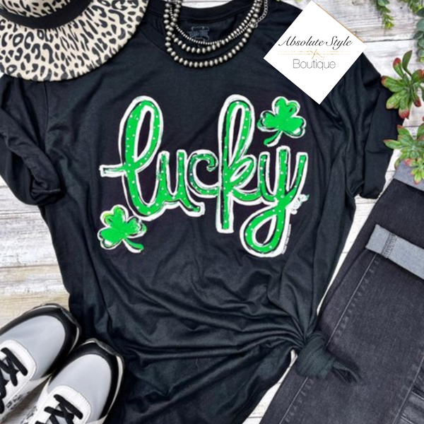 Lucky V-Neck Graphic Tee