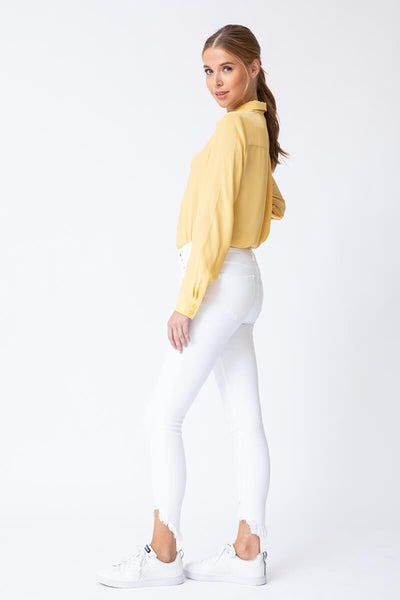 KanCan White Distressed Hem Jeans