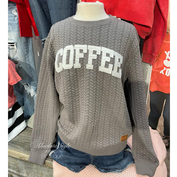 Coffee Quilted Sweatshirt