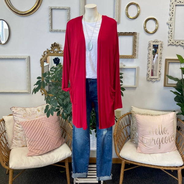 Ruby Red Pocket Cardigan
