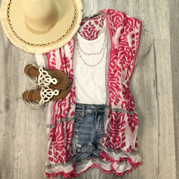 Kilim Print Pom Kimono