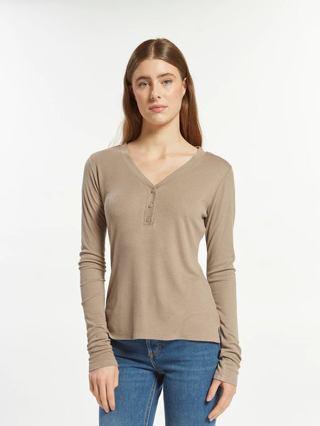 Long Sleeve Ribbed Henley Top