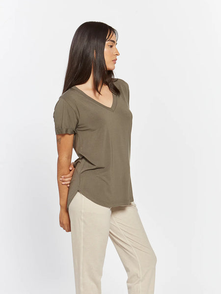 Cuffed Sleeve V-Neck Top