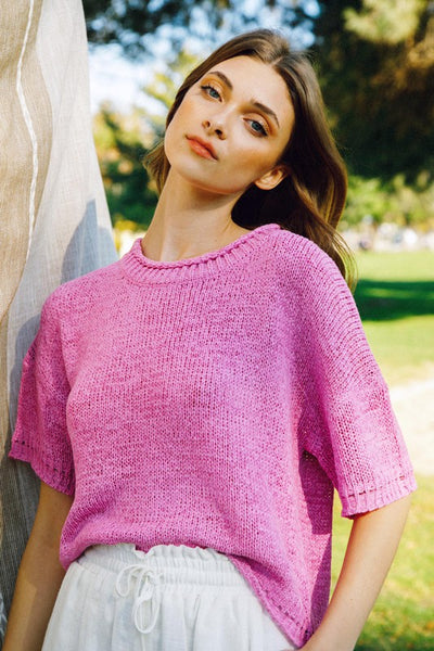 Sweater Knit Short Sleeve