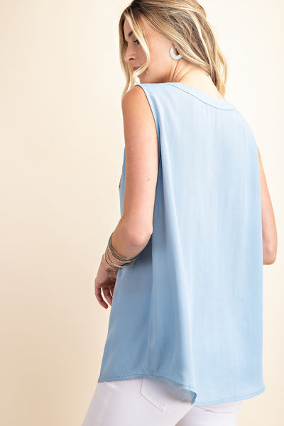 Embroidered V-Neck Tank