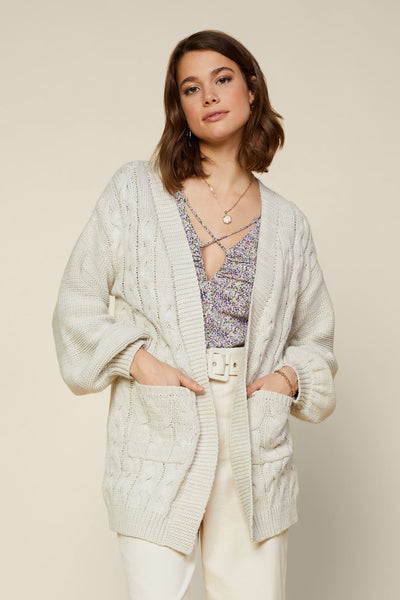 Triangle Back Cable Knit Cardigan