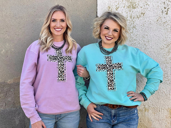Leopard Cross Corded Pullover