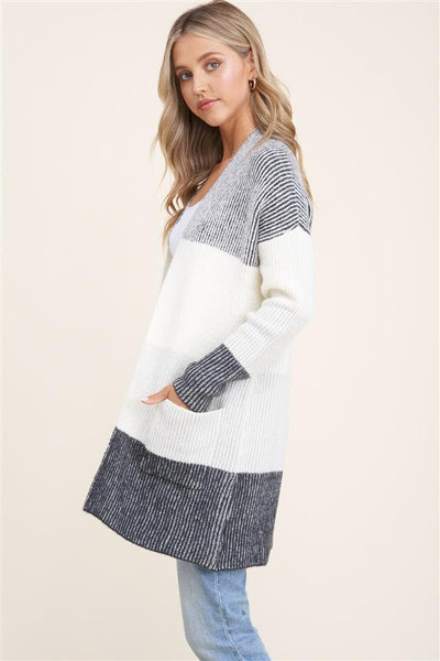 Color Block Brushed Cardigan